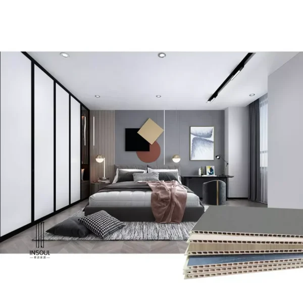 Indoor stadium pvc wall board plastic panels bedroom 600*9mm pink plastic wpc spc pvc wallpanel - Image 4