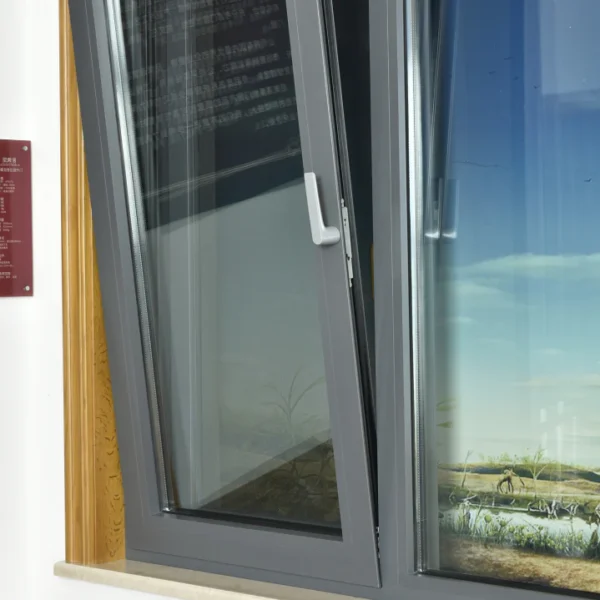 Thermal break design tilt-turn double glazed tempered glass black swing aluminium window office building - Image 2