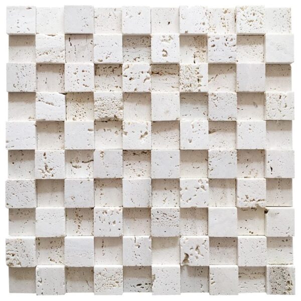 Wall Tile Decor Natural Stone Wall Tile 3D Tiles Light Beige Travertine Marble Rubik's Cube Background Mosaics - Image 2