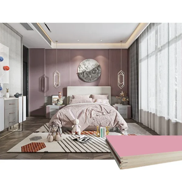 Indoor stadium pvc wall board plastic panels bedroom 600*9mm pink plastic wpc spc pvc wallpanel - Image 8