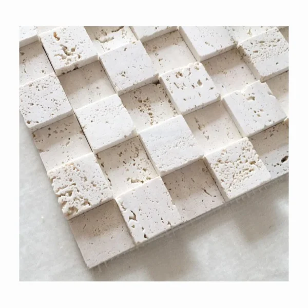 Wall Tile Decor Natural Stone Wall Tile 3D Tiles Light Beige Travertine Marble Rubik's Cube Background Mosaics - Image 4
