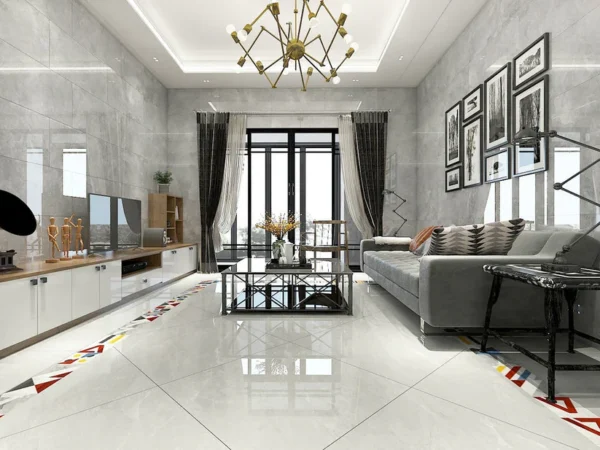 Bathroom porcelain Glazed Polished Floor Tiles and Marbles 80x80 grey waterproof ceramics tiles - Image 5