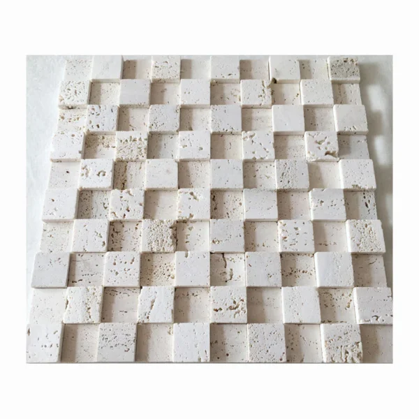 Wall Tile Decor Natural Stone Wall Tile 3D Tiles Light Beige Travertine Marble Rubik's Cube Background Mosaics - Image 3